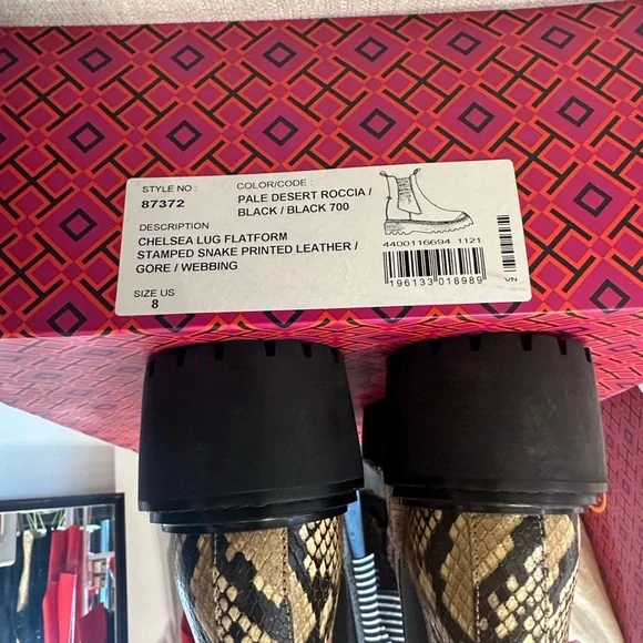 Tory Burch Black and Pale Desert Roccia Heeled Boots - Picture 4 of 4